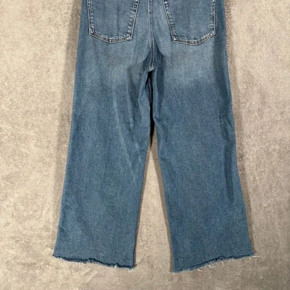 Good American Good Skate Crop Jeans Womens 0/25 Blue High Rise Wide Leg Raw Hem - Picture 5 of 14